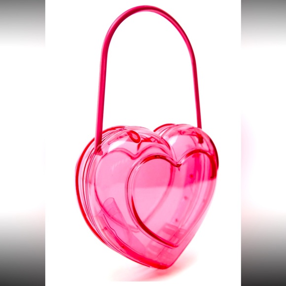 Zara Barbie pink heart shaped clear box bag SZ M , 2023 fits plus cell - Picture 8 of 11